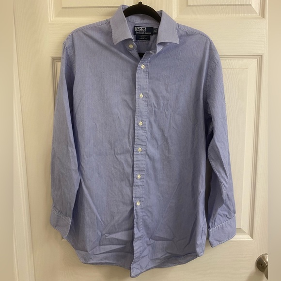 Ralph Lauren POLO by Ralph Lauren REGENT CUSTOM FIT wide collar long sleeve cotton shirt, men's size XL cotton white type Vintage Second Hand main image 0